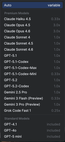 GitHub Copilot models February-2026