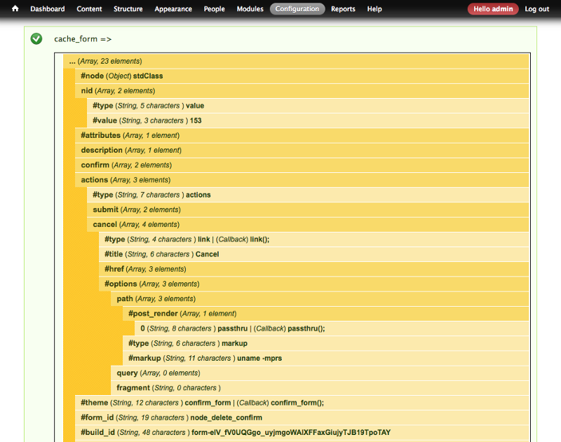 Cached form in database after step #2